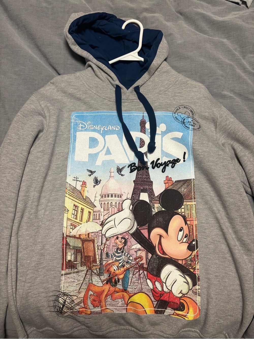 Disneyland Paris Mickey Crewneck Sweater - Grey with Navy Hood